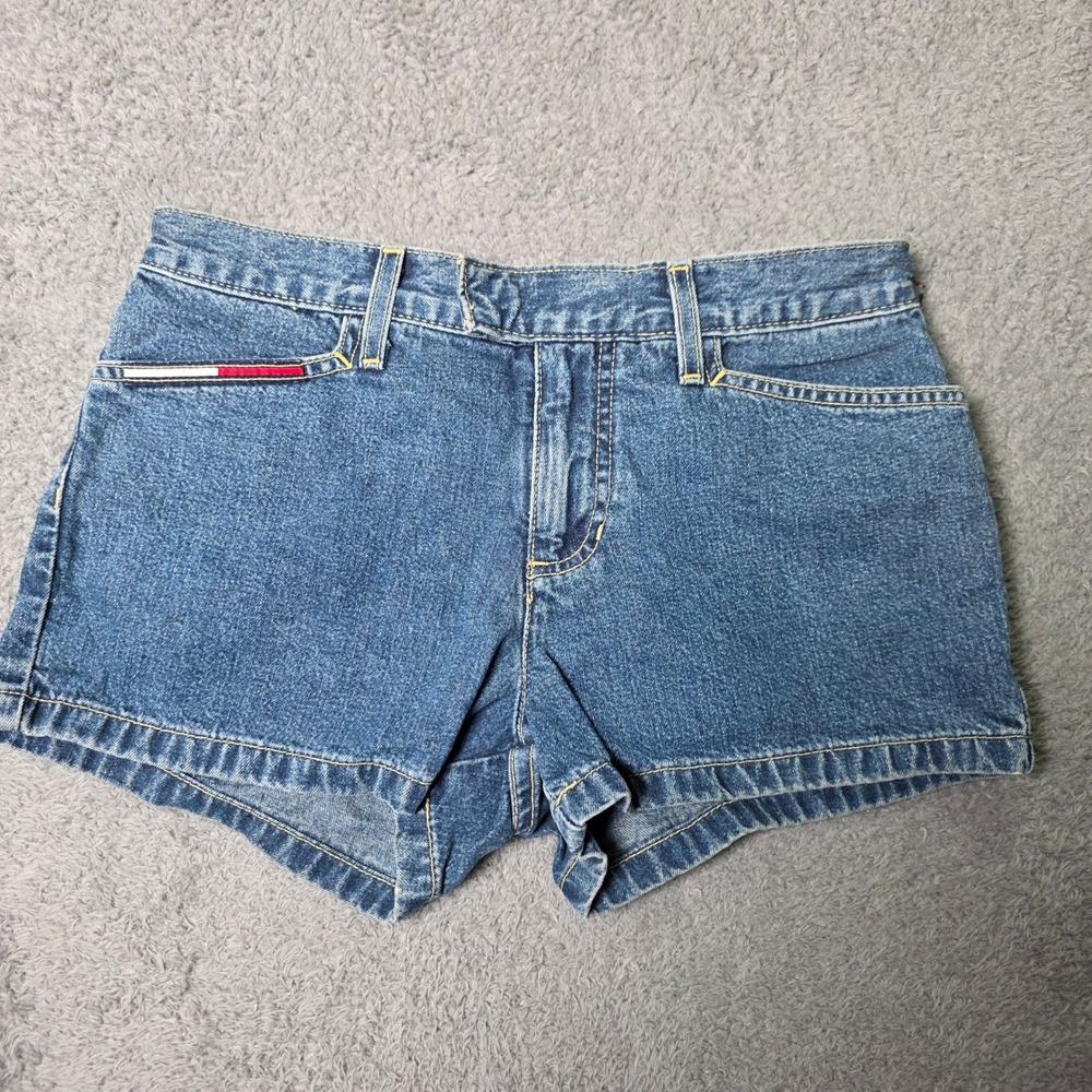 Tommy Hilfiger Womens 5 Denim Shorts Blue Vintage 90s Embroidered Logo Wash - Picture 2 of 9